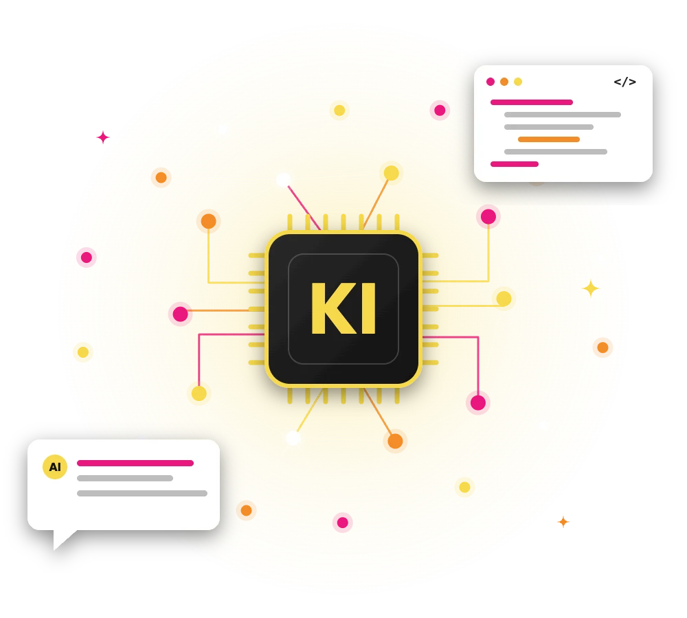 KI-Chip mit neuronalem Netzwerk – KI-Transformation und AI-driven Development bei Codepels